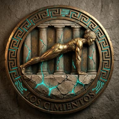 Emblema Fase 1: Calibración y Patrones - Mujer en posición de plancha sobre base de mármol